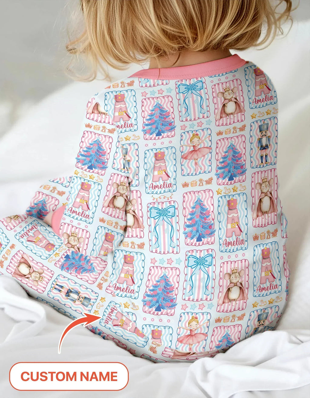 Custom Name Nutcracker Wonderland Bamboo Two Piece Long Sleeve Pajama Set