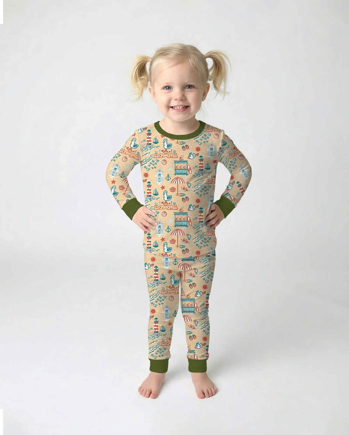 Seaside Storybook Days Bamboo Two Piece Long Sleeve Pajama Set