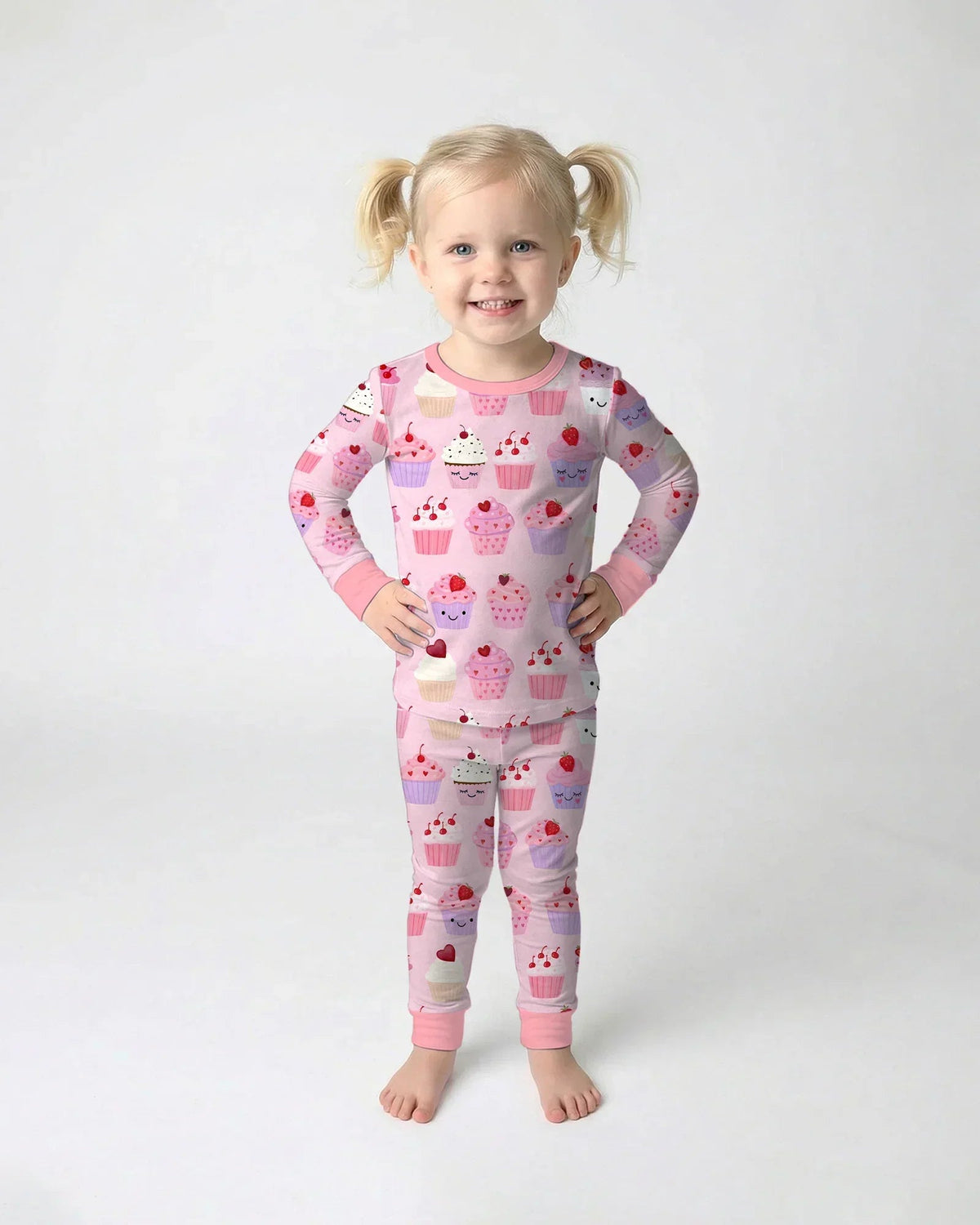 Valentine Emotional Cupcakes Bamboo Two Piece Long Sleeve Pajama Set
