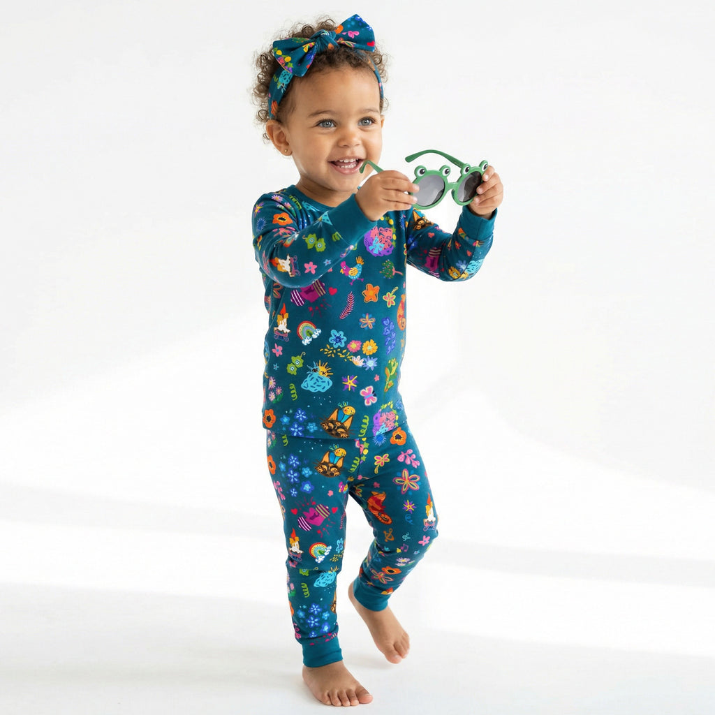 Kids Bamboo Two-Piece Pajama Set Spring Magic Garden