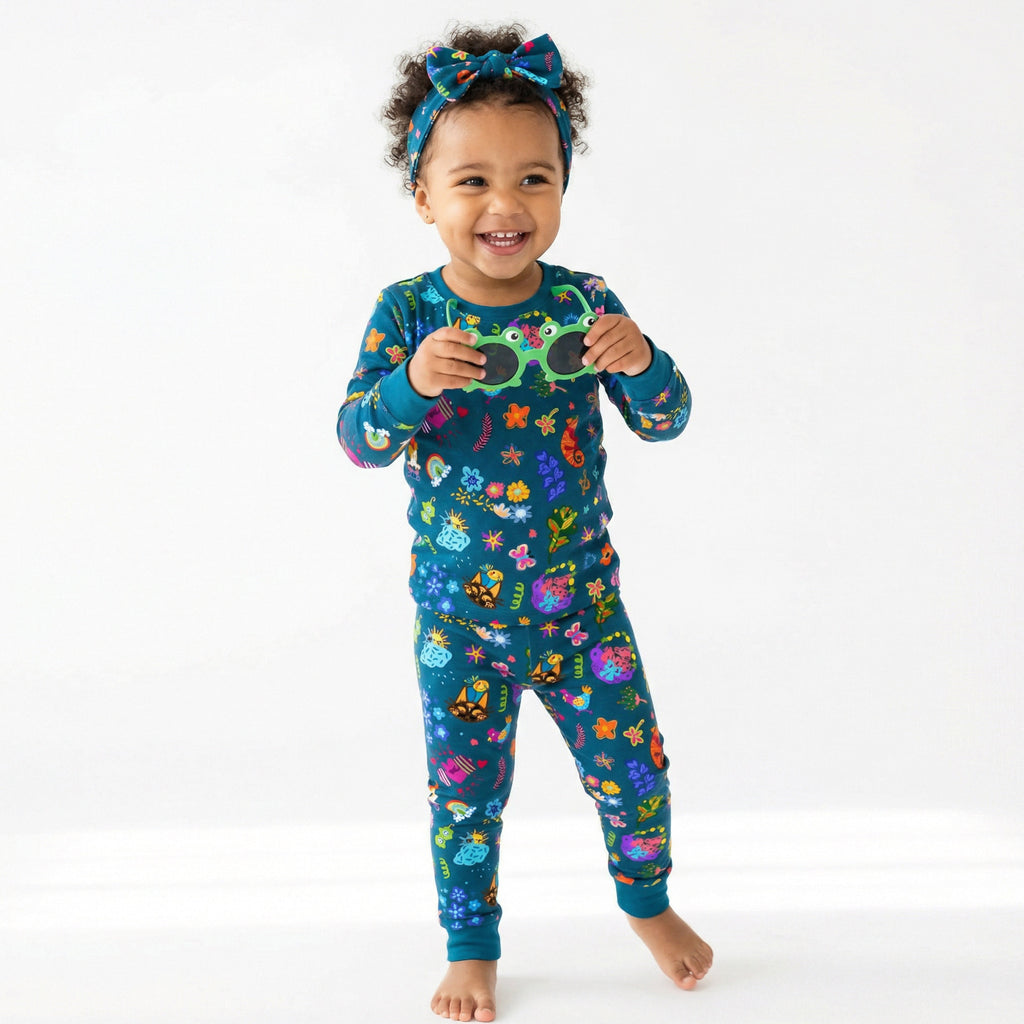 Kids Bamboo Two-Piece Pajama Set Spring Magic Garden