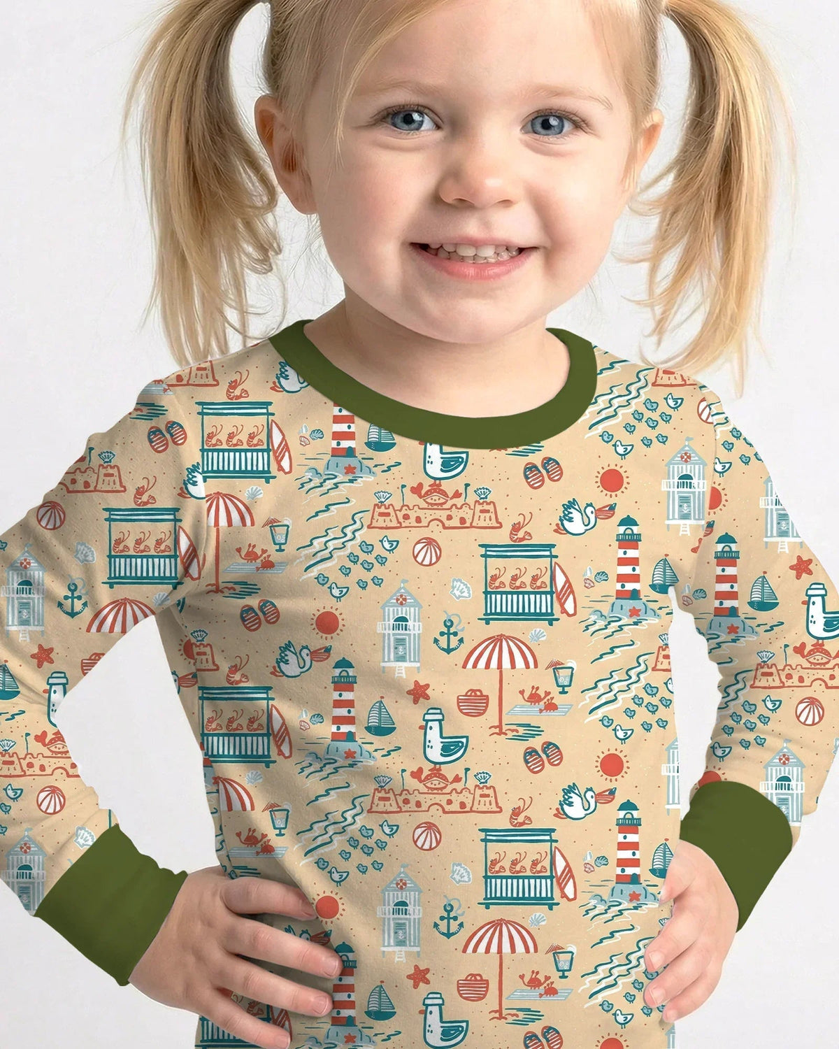 Seaside Storybook Days Bamboo Two Piece Long Sleeve Pajama Set