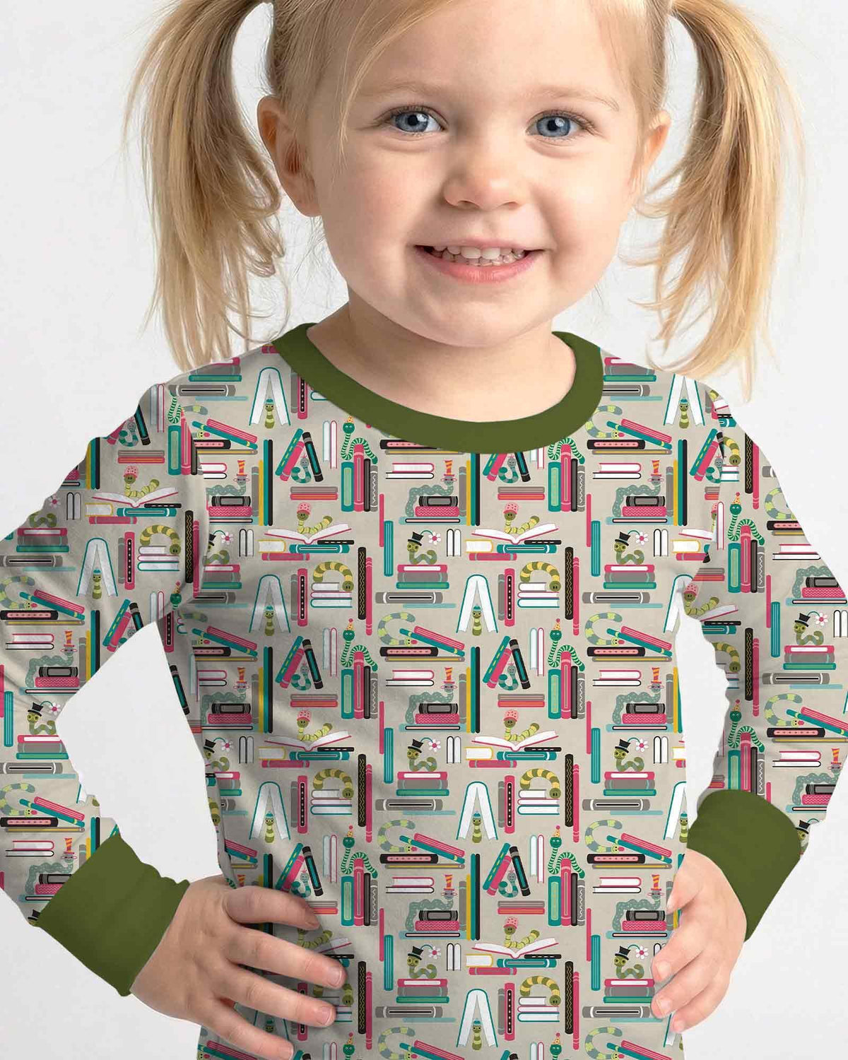 Bookworm Adventures Bamboo Two Piece Long Sleeve Pajama Set