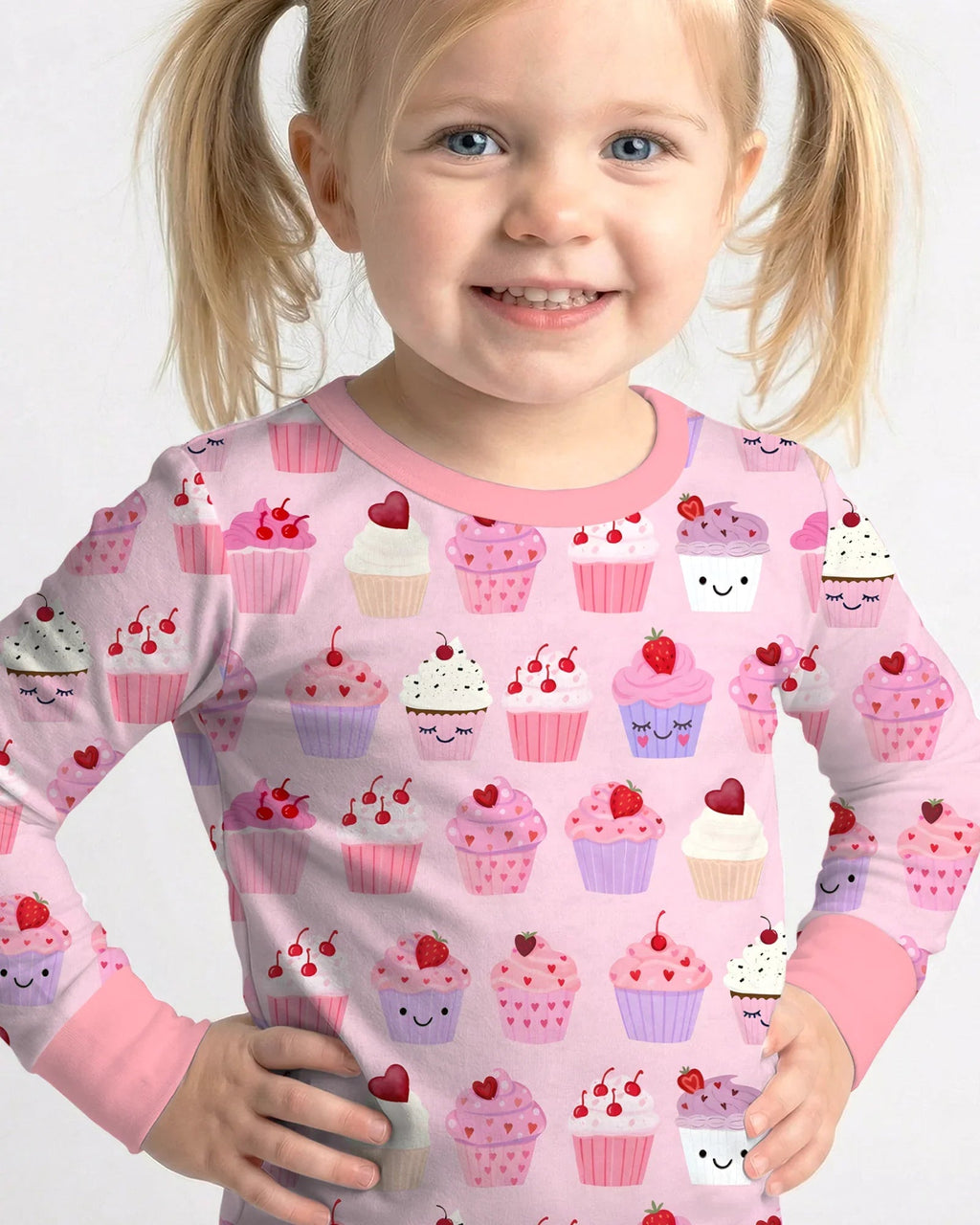 Valentine Emotional Cupcakes Bamboo Two Piece Long Sleeve Pajama Set
