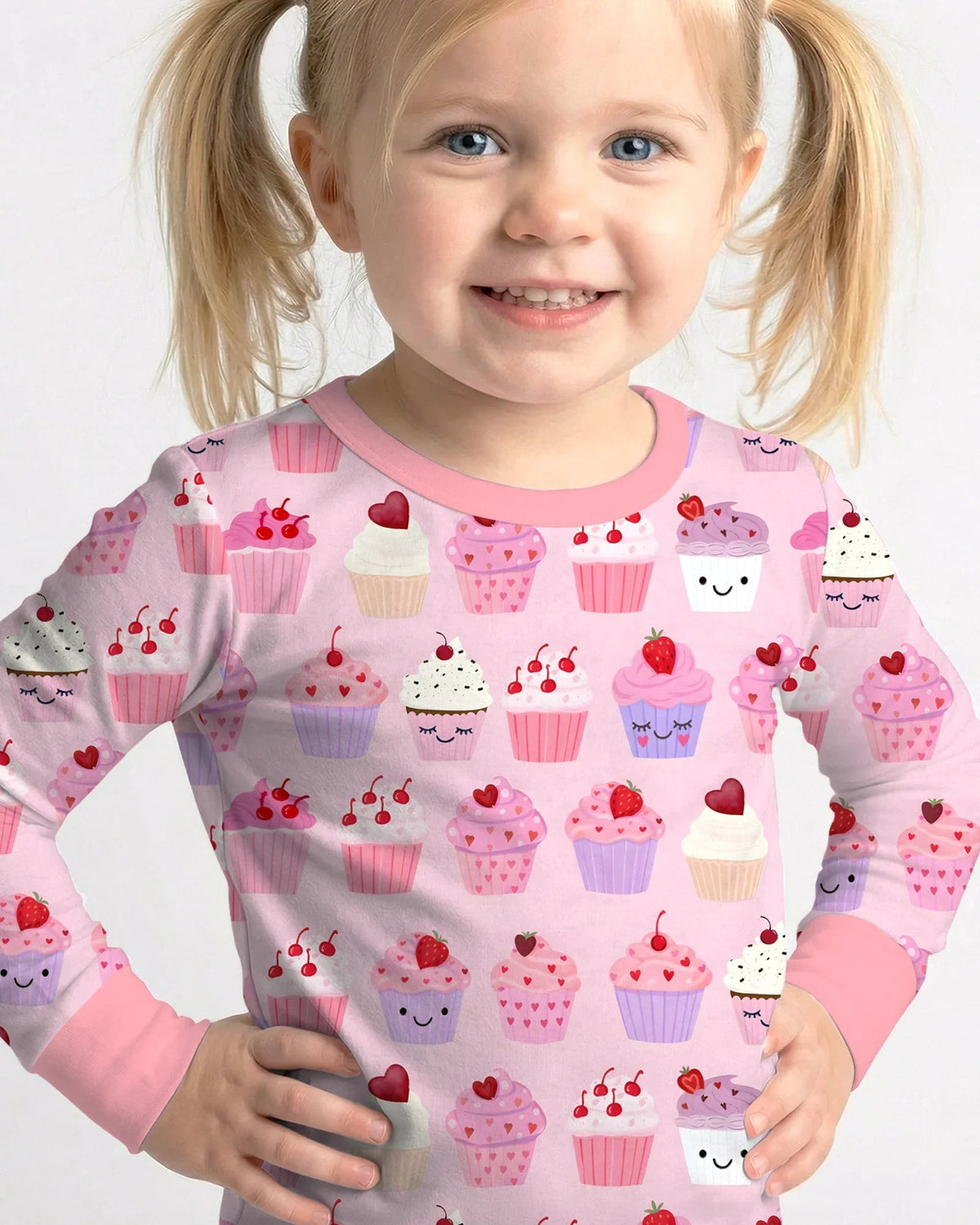 Valentine Emotional Cupcakes Bamboo Two Piece Long Sleeve Pajama Set