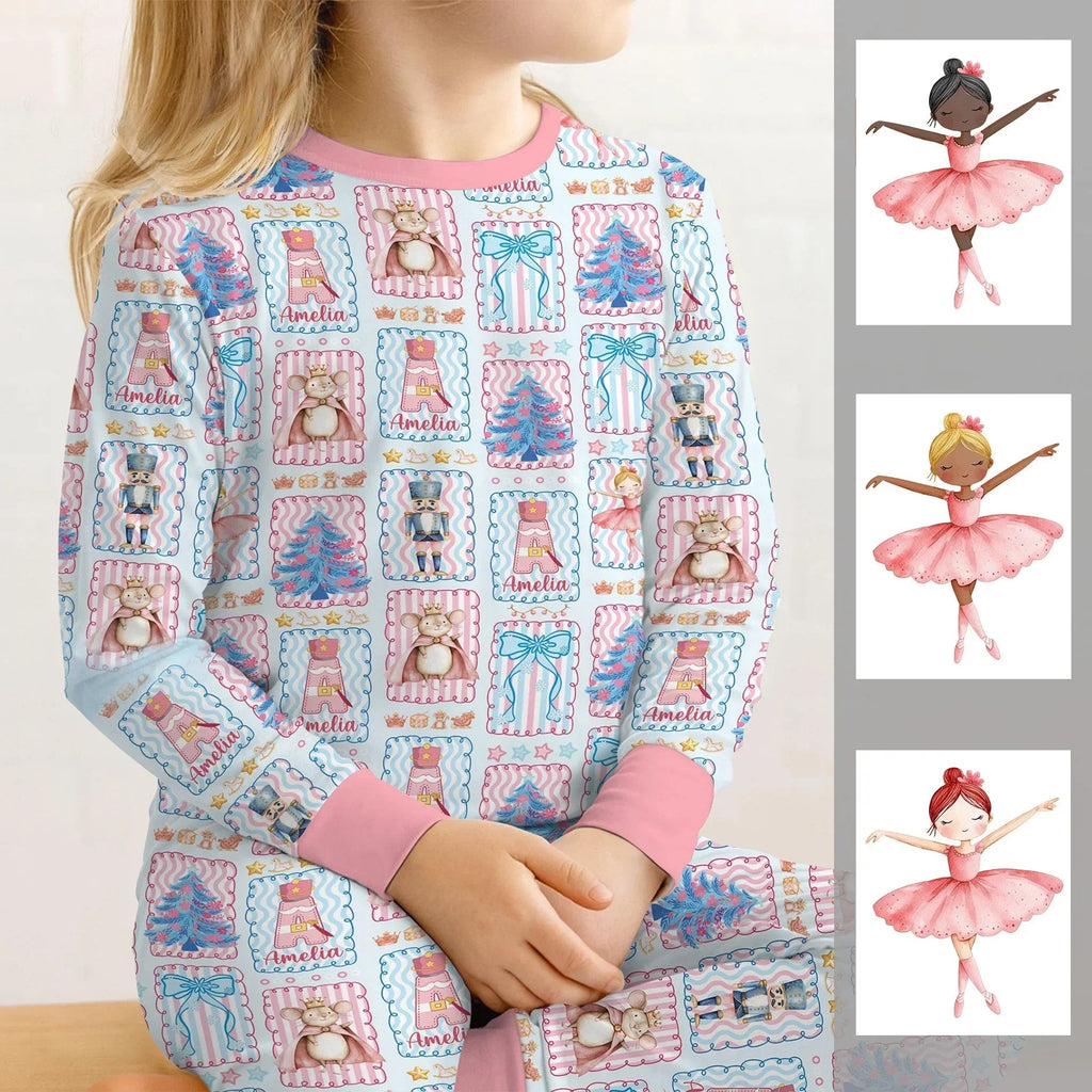 Custom Name Nutcracker Wonderland Bamboo Two Piece Long Sleeve Pajama Set
