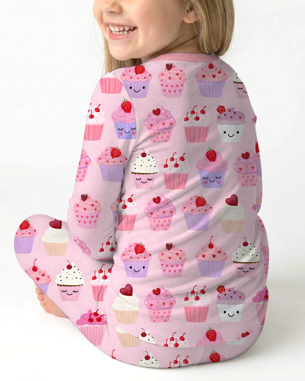 Valentine Emotional Cupcakes Bamboo Two Piece Long Sleeve Pajama Set