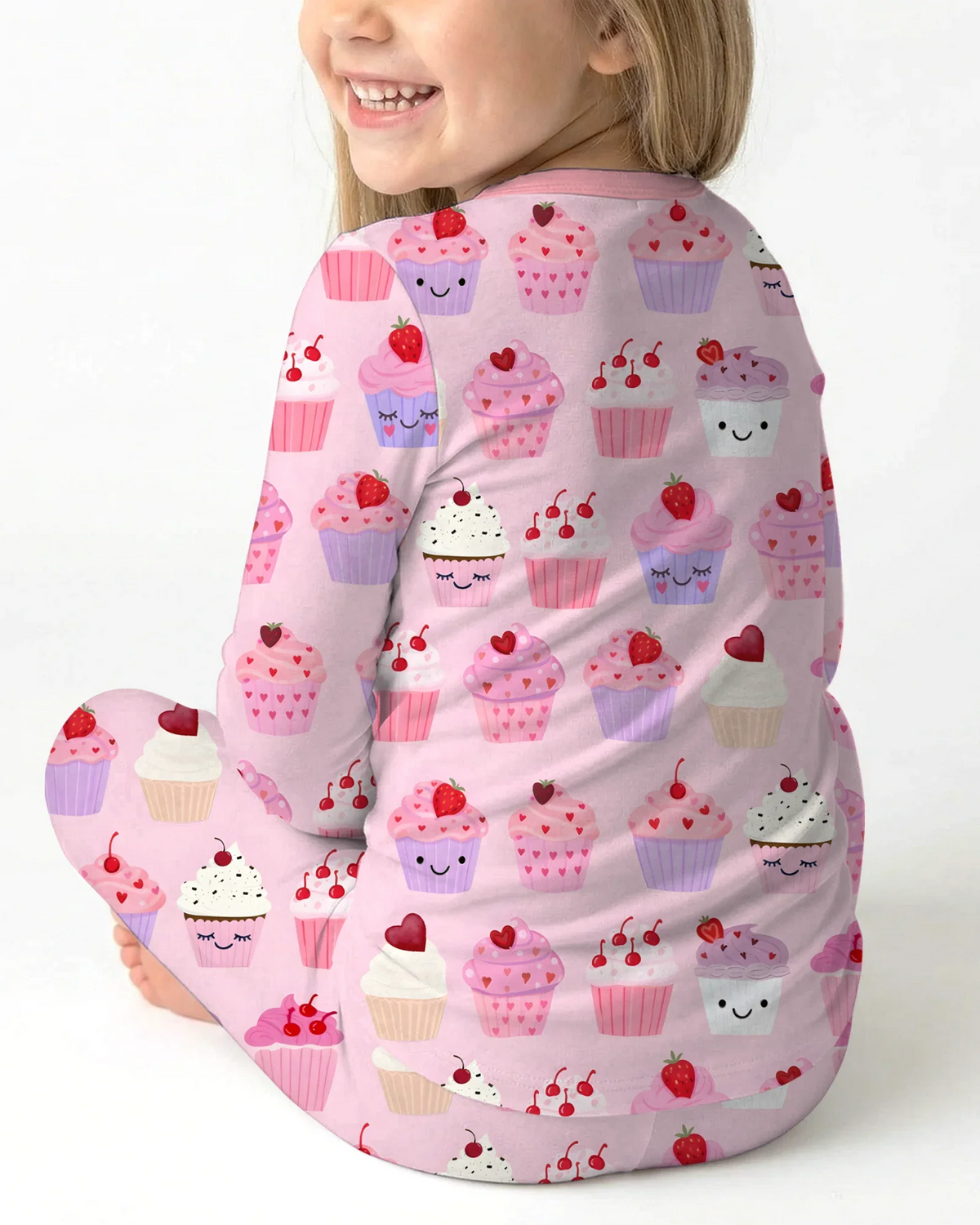 Valentine Emotional Cupcakes Bamboo Two Piece Long Sleeve Pajama Set
