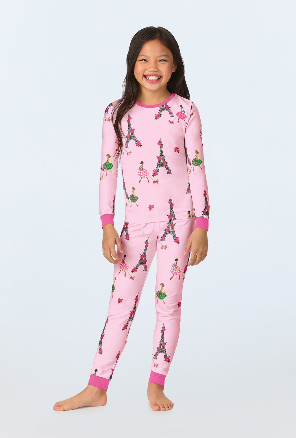 Tres Chic Long Sleeve Stretch Jersey Kids PJ Set