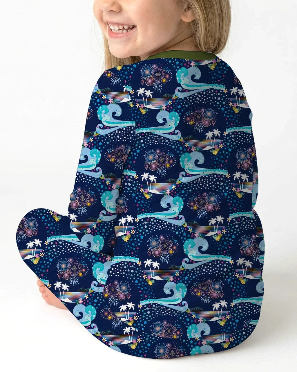Starlit Surf Celebration Bamboo Two Piece Long Sleeve Pajama Set