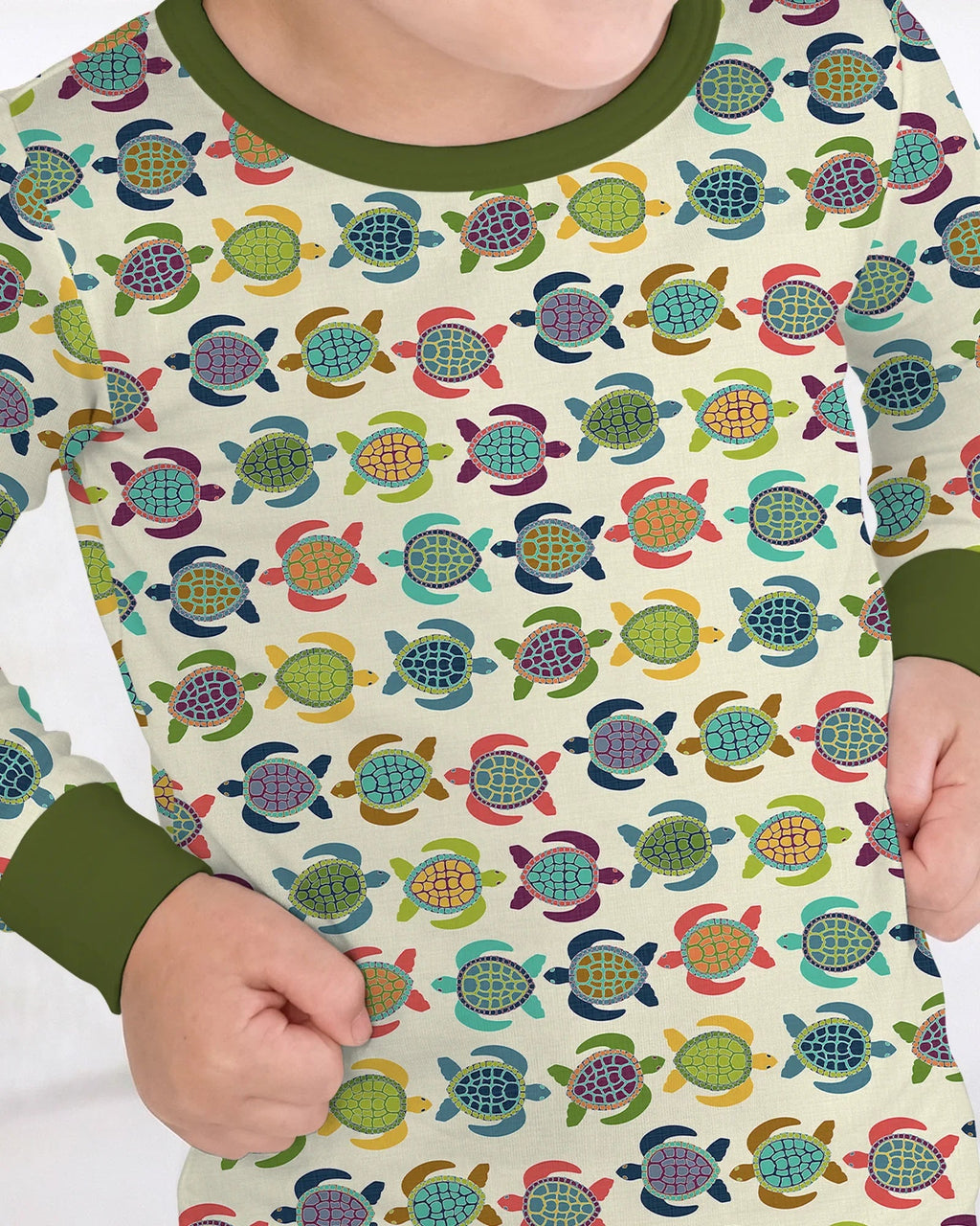 Happy Turtle Parade Bamboo Two Piece Long Sleeve Pajama Set