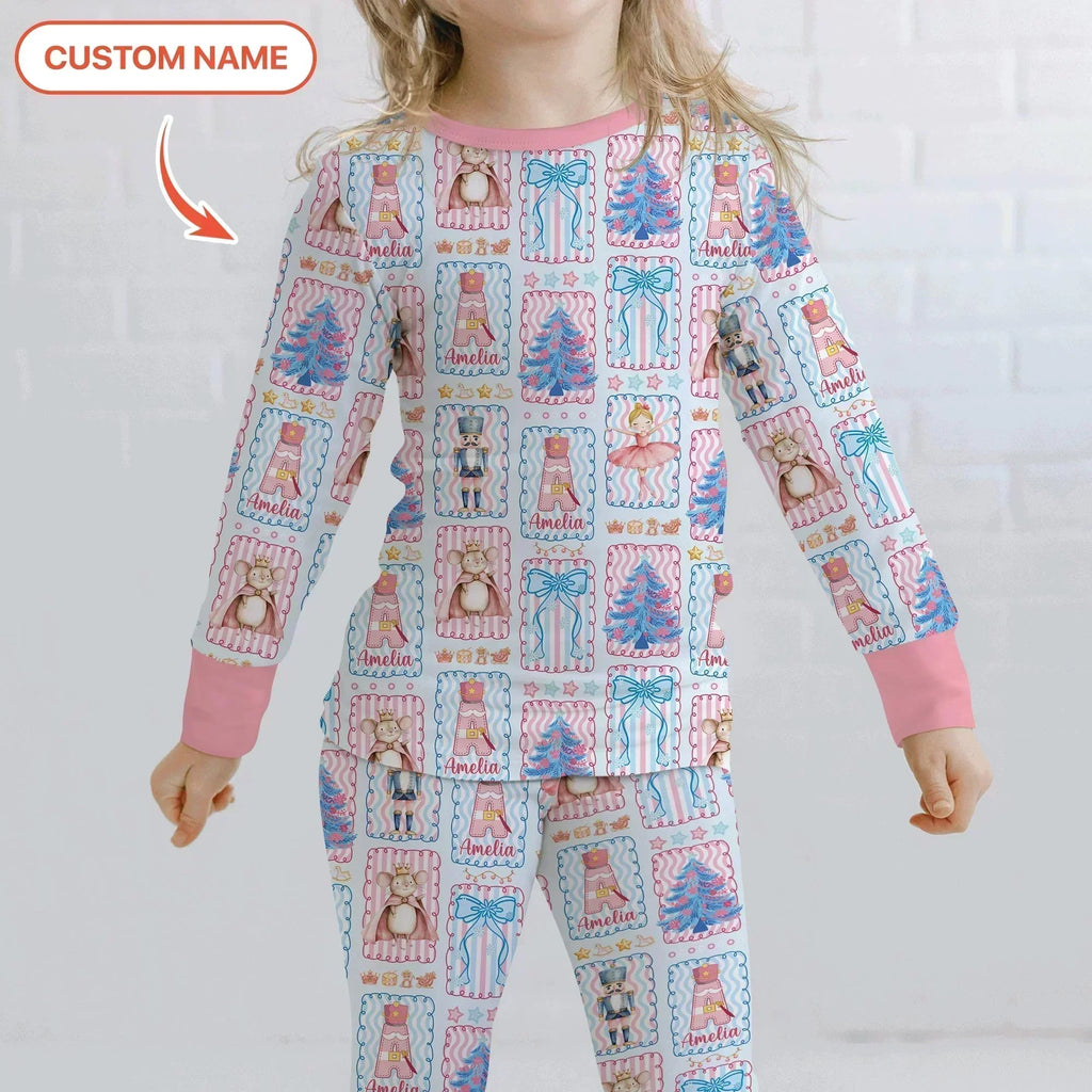 Custom Name Nutcracker Wonderland Bamboo Two Piece Long Sleeve Pajama Set