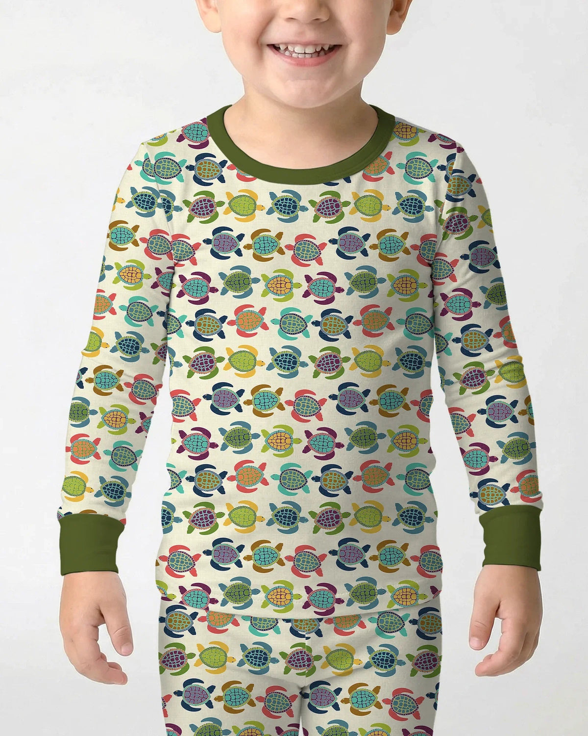Happy Turtle Parade Bamboo Two Piece Long Sleeve Pajama Set