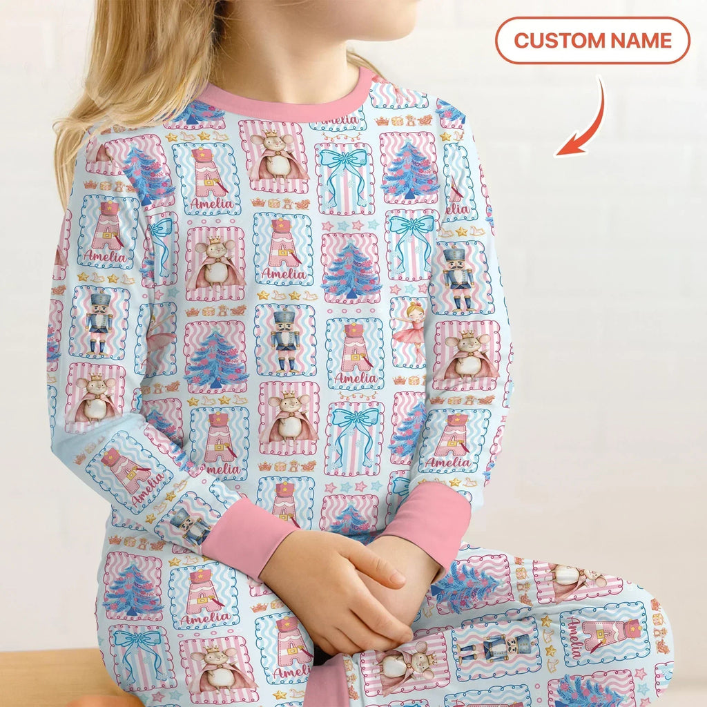 Custom Name Nutcracker Wonderland Bamboo Two Piece Long Sleeve Pajama Set
