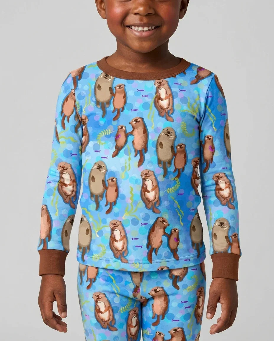 Otterly Together Bamboo Two Piece Long Sleeve Pajama Set