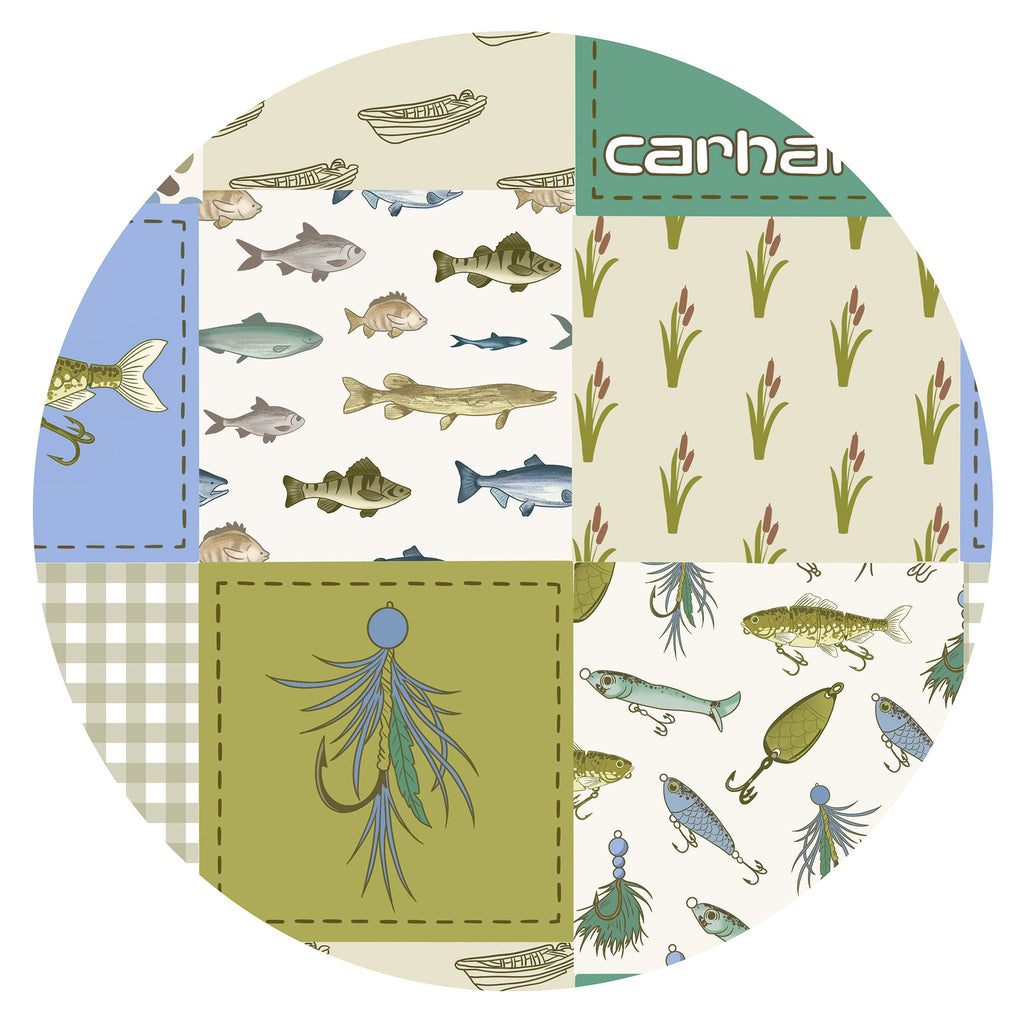 Outdoor Fishing Western Patchwork Kids Two-Piece Pajama Set