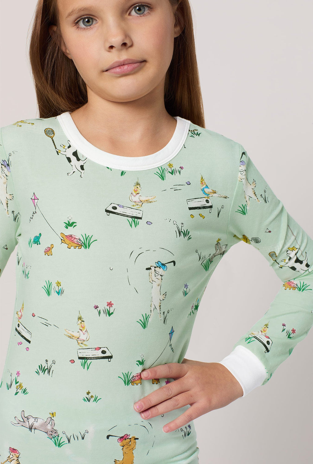 Lawn Games Long Sleeve Stretch Jersey Kids Pj Set