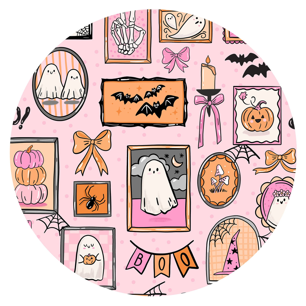 Halloween Pink Spooky Gallery Kids Bamboo Two-Piece Pajama Set