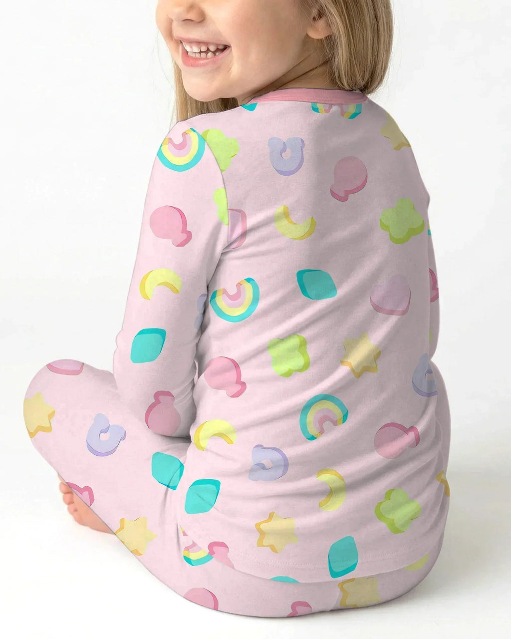 Pastel Lucky Charms Scatter Bamboo Two Piece Long Sleeve Pajama Set