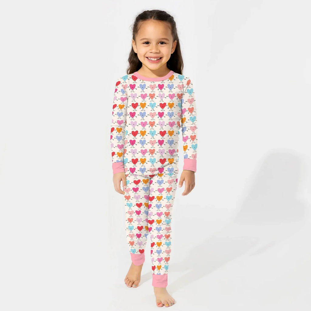 Sweet Hearts Bamboo Two Piece Long Sleeve Pajama Set