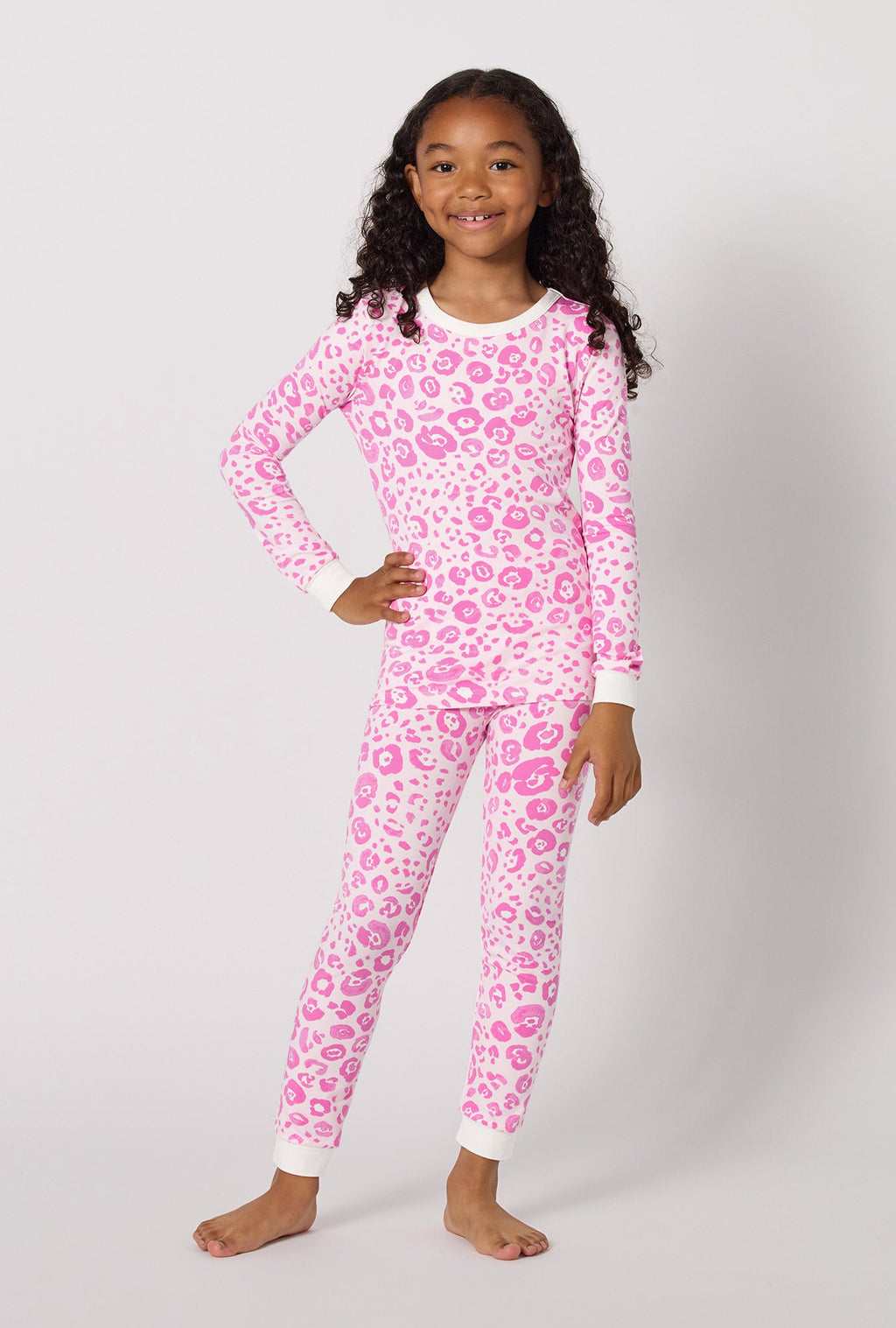 Valentina Leopard Long Sleeve Stretch Jersey Kids Pj Set