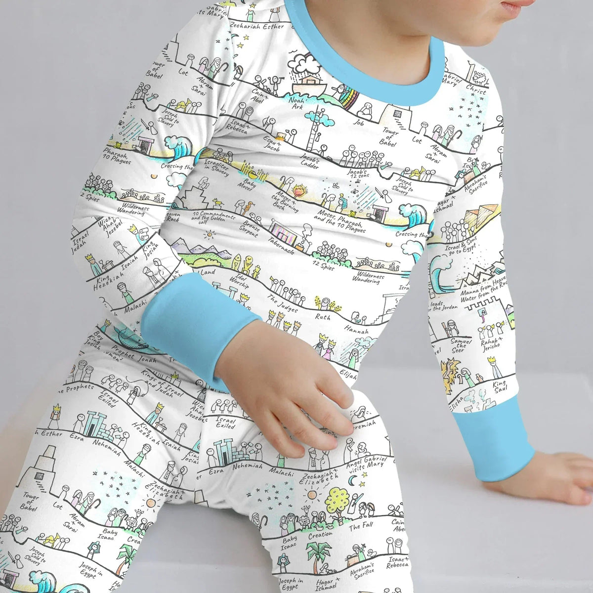 Bible Story Journey Family Matching Bamboo Two Piece Long Sleeve Pajama Set