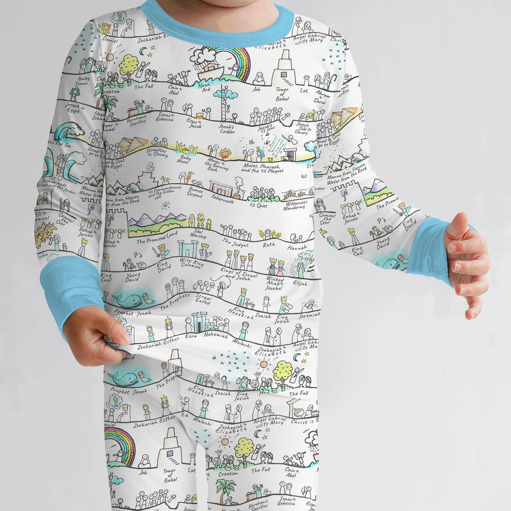 Bible Story Journey Family Matching Bamboo Two Piece Long Sleeve Pajama Set