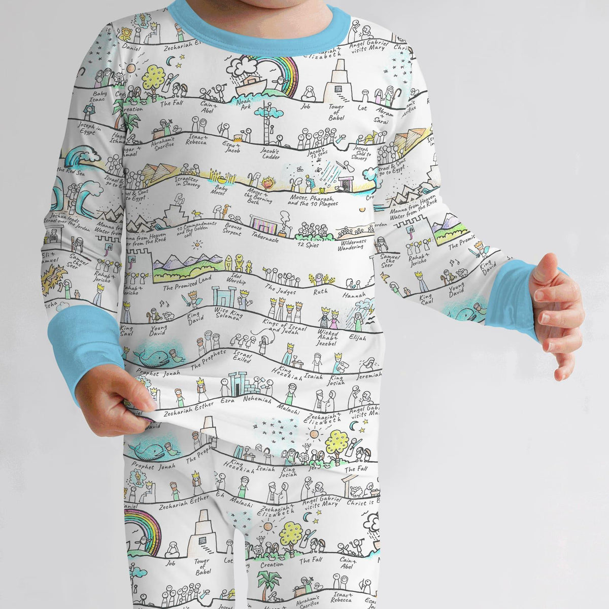 Bible Story Journey Family Matching Bamboo Two Piece Long Sleeve Pajama Set