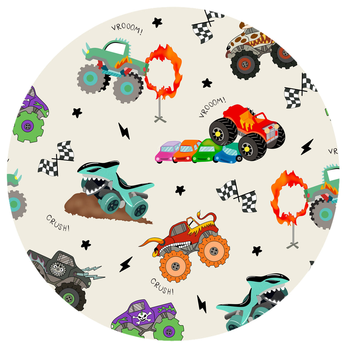 Big Wheels Truck Race Journey on Apricot Kids Bamboo Two-Piece Pajama Set