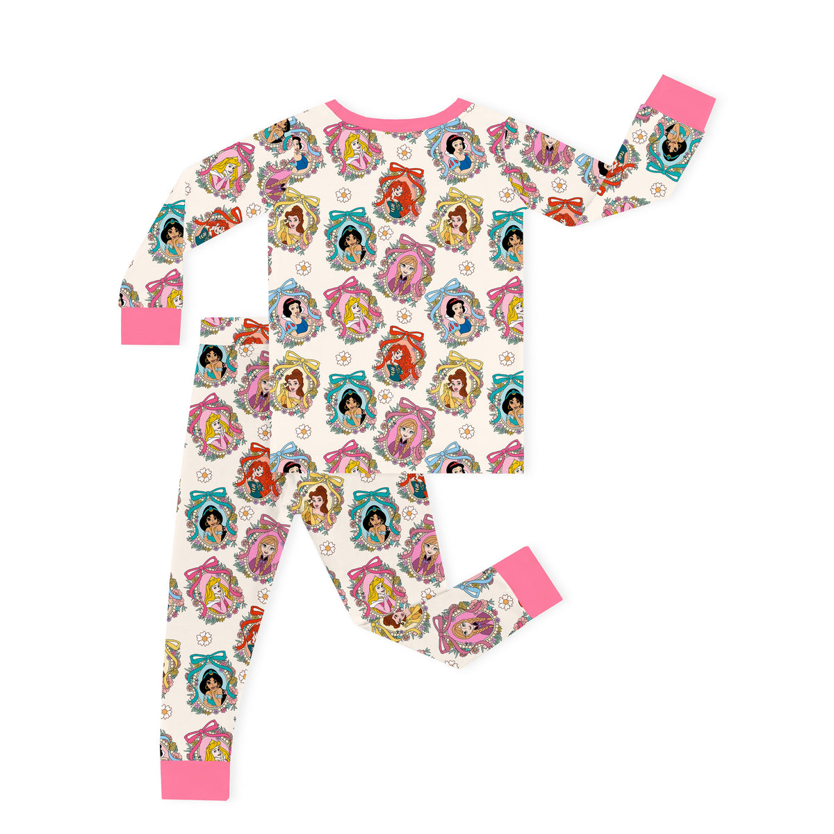 Pink Princess Royal Bow Kids Two-Piece Pajama Set
