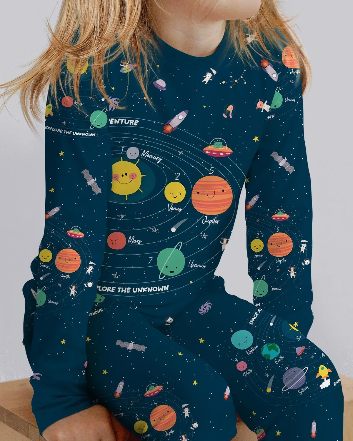 Solar System Explorers Bamboo Two Piece Long Sleeve Pajama Set