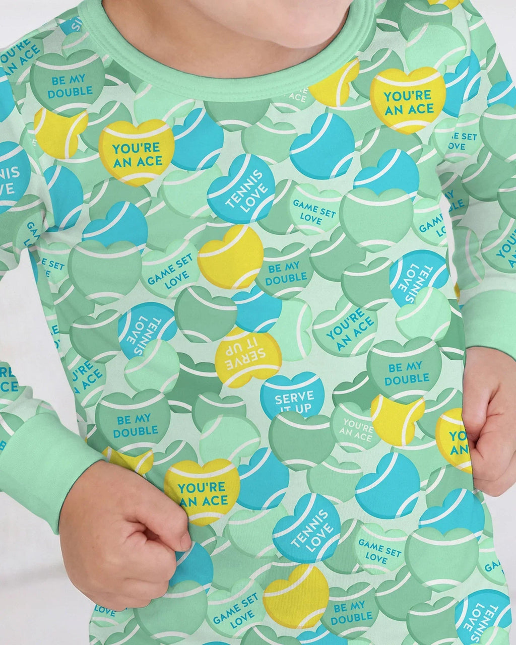 Tennis Candy Family Matching Bamboo Two Piece Long Sleeve Pajama Set
