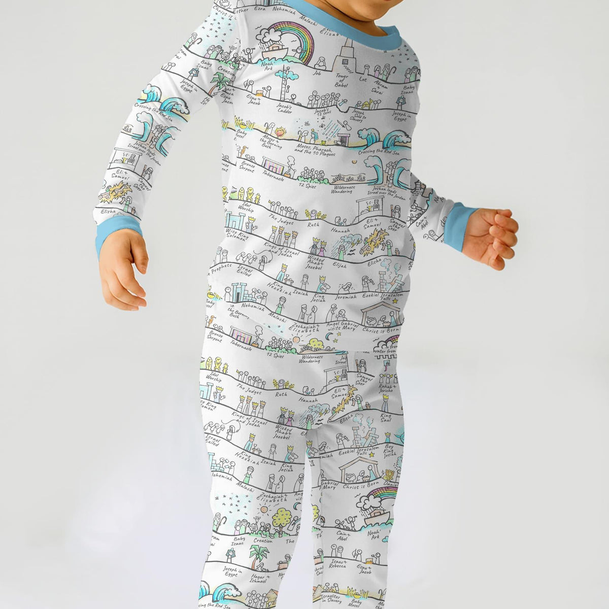 Bible Story Journey Family Matching Bamboo Two Piece Long Sleeve Pajama Set