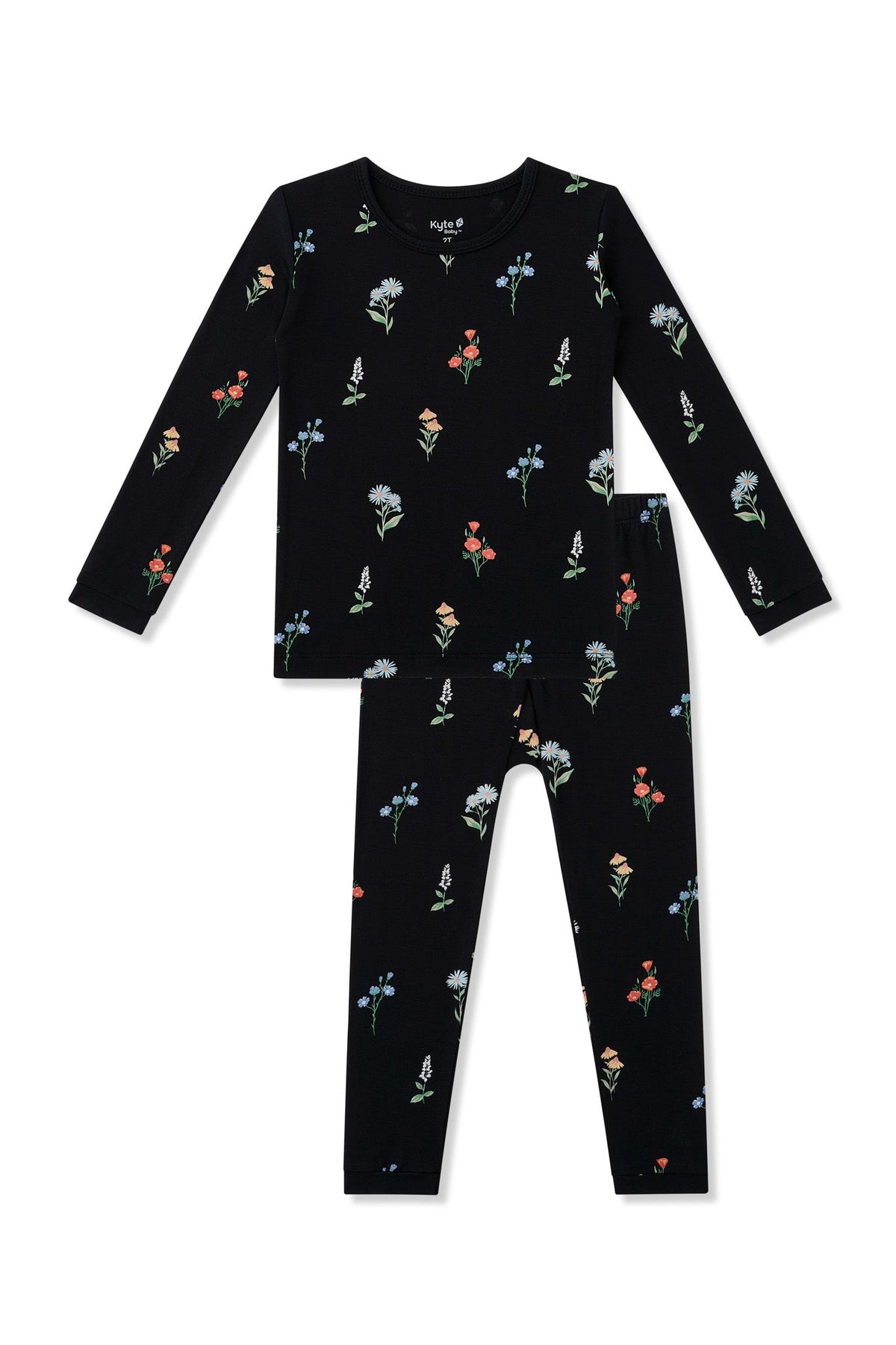 Long Sleeve Pajamas in Midnight Wildflower