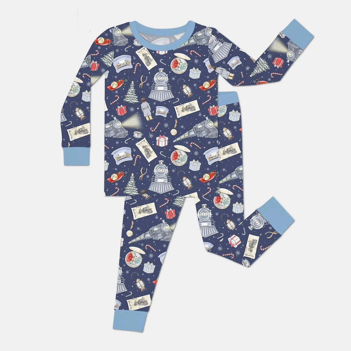 Christmas Train Bamboo Two Piece Long Sleeve Pajama Set