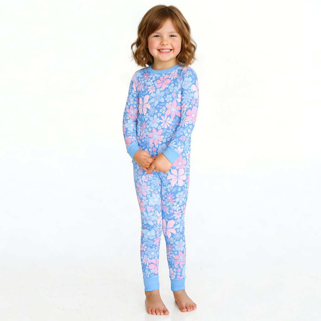 Kids Bamboo Two-Piece Pajama Set Spring Petal Party