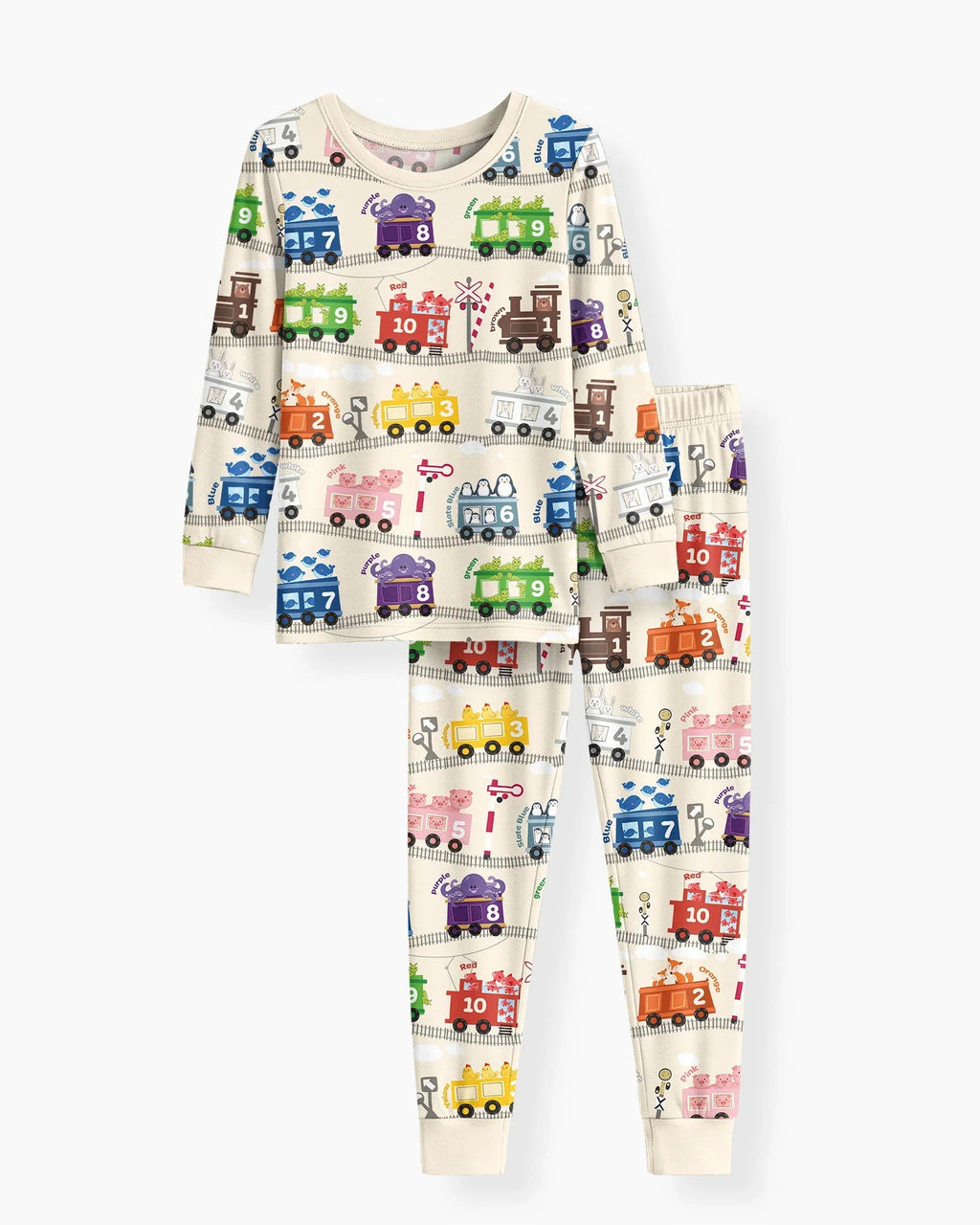 Color Train Bamboo Two Piece Long Sleeve Pajama Set