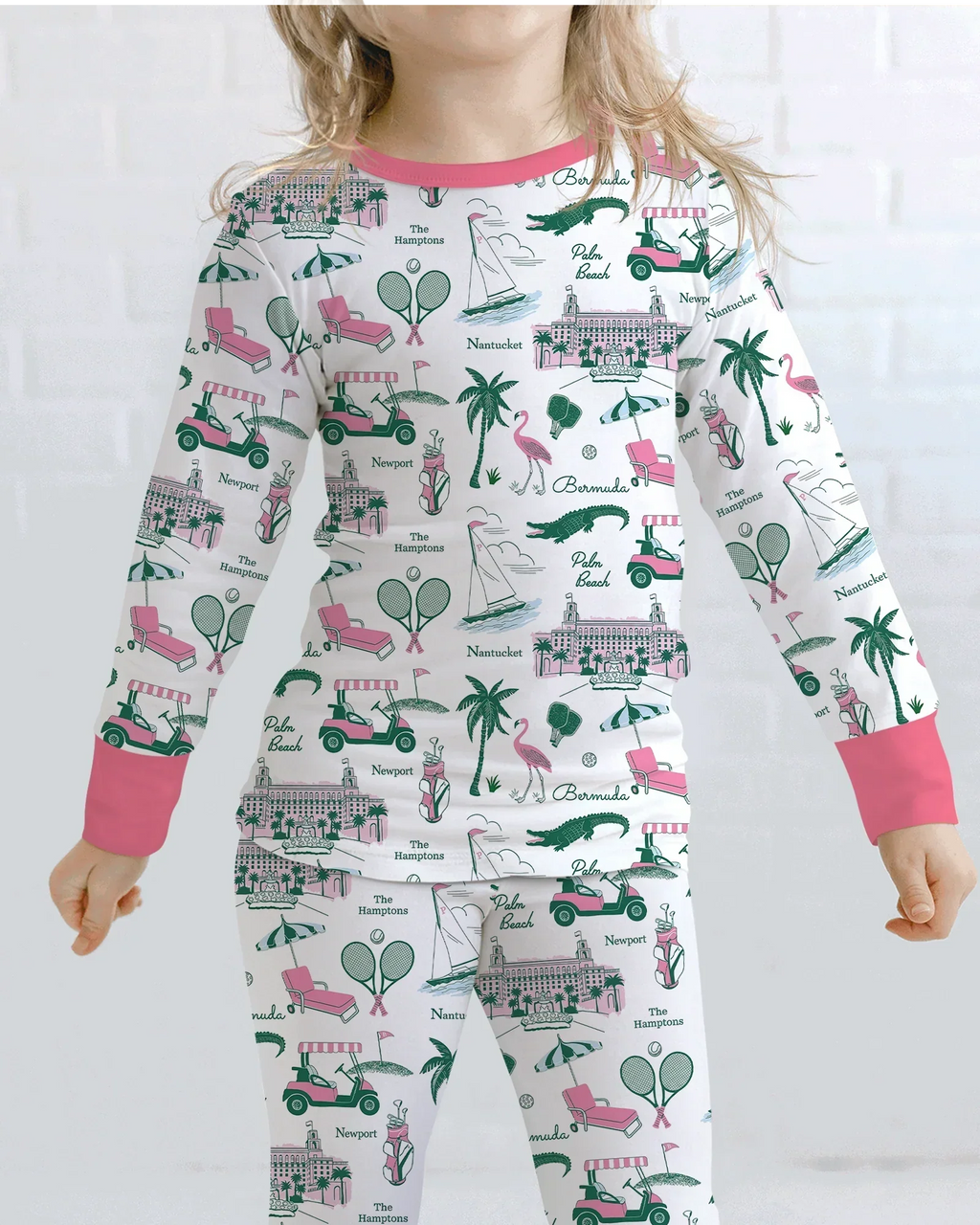 Preppy Palm Getaway Bamboo Two Piece Long Sleeve Pajama Set