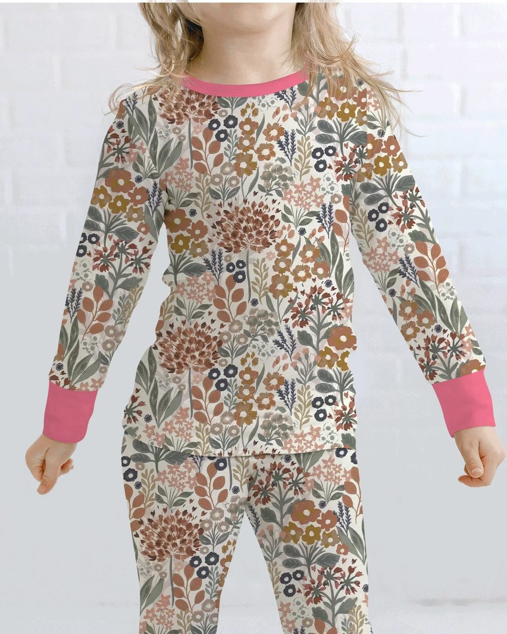 Autumn Meadow Botanicals Bamboo Two Piece Long Sleeve Pajama Set