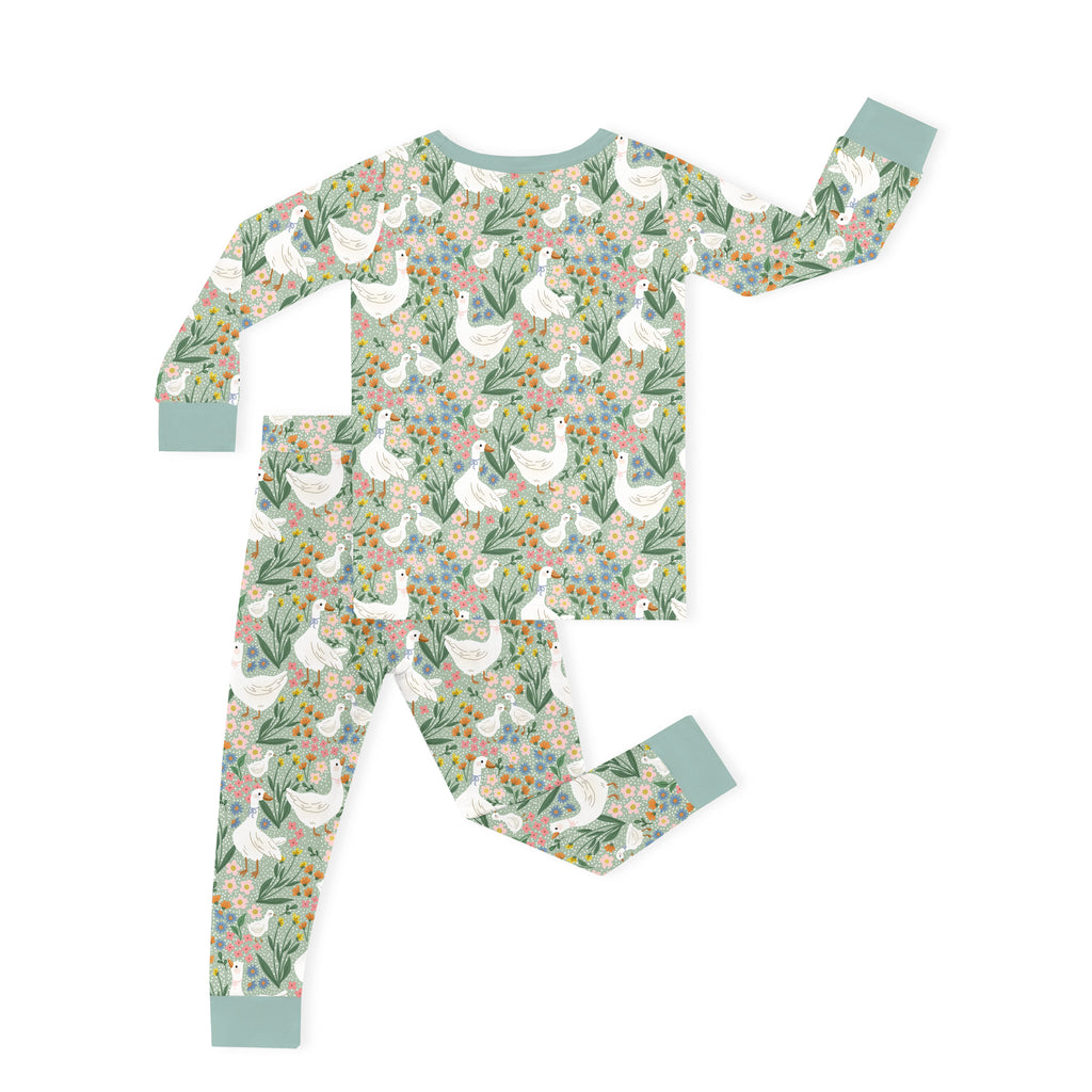 Daisy Goose Garden Meadow Floral Kids Two-Piece Pajama Set