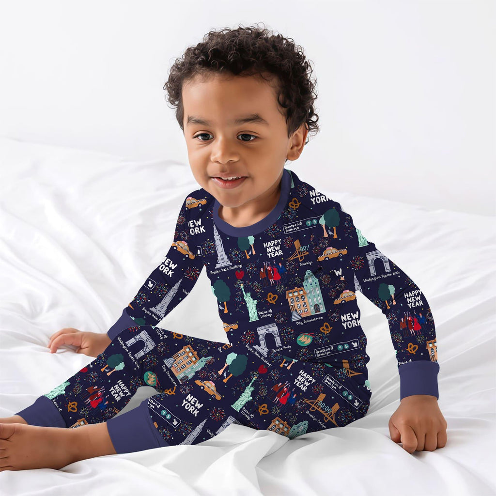 New York New Year Eve Bamboo Two Piece Long Sleeve Pajama Set