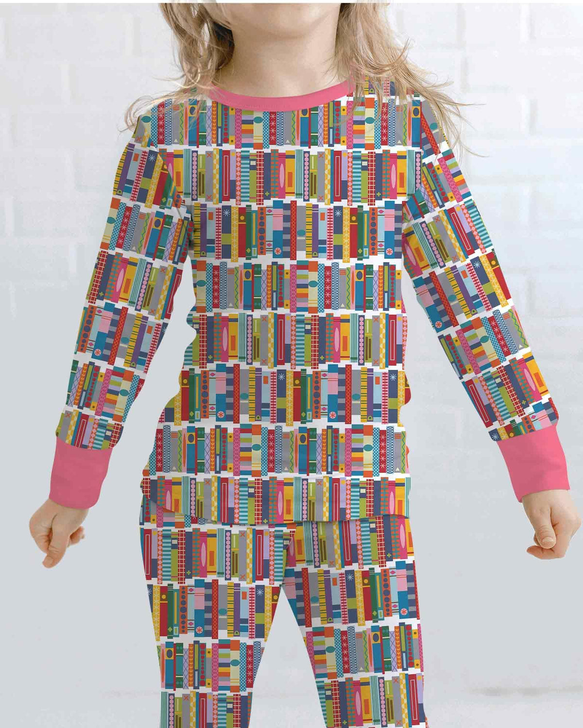 Rainbow Bookshelf Bamboo Two Piece Long Sleeve Pajama Set