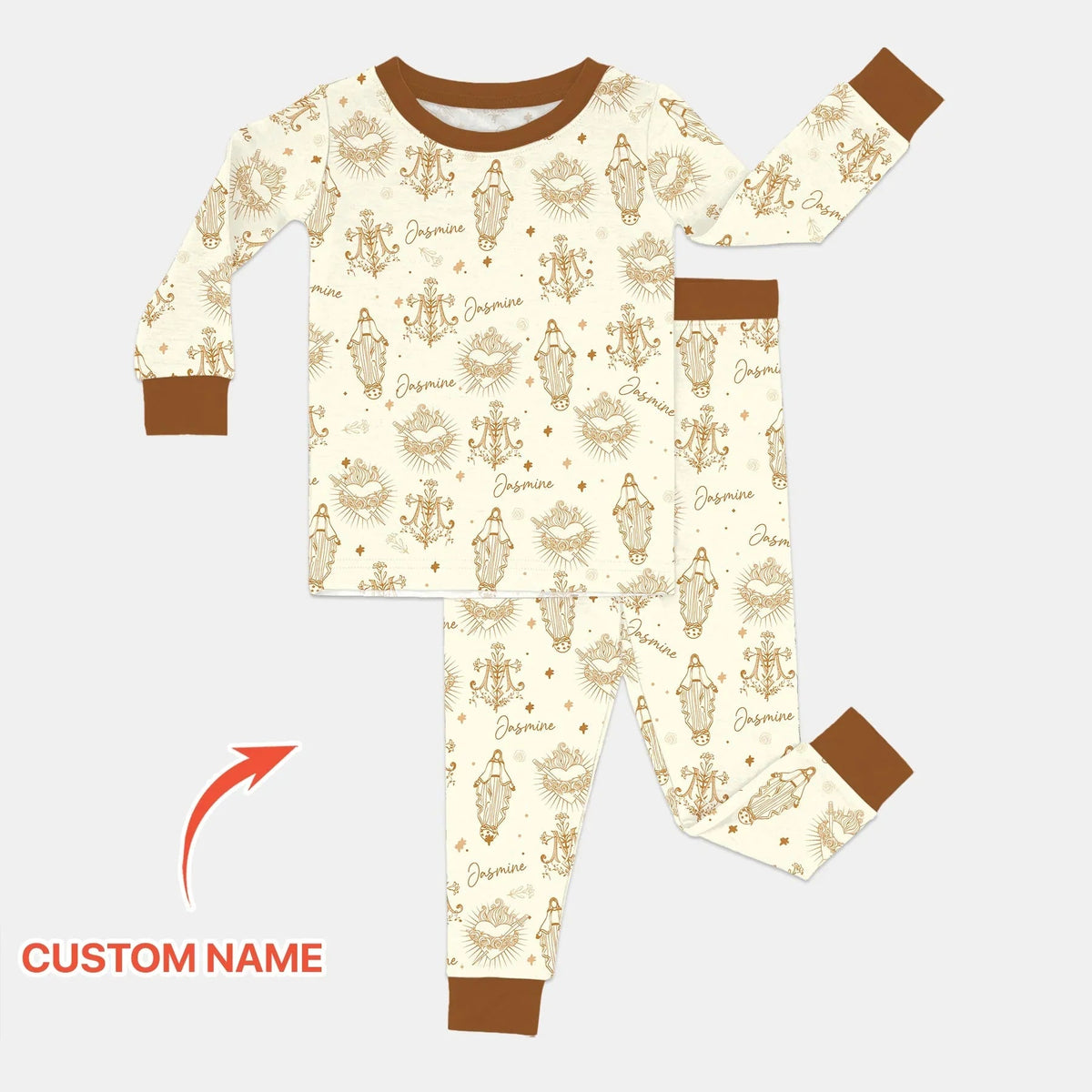 Madonna’s Love Custom Name Bamboo Two Piece Long Sleeve Pajama Set