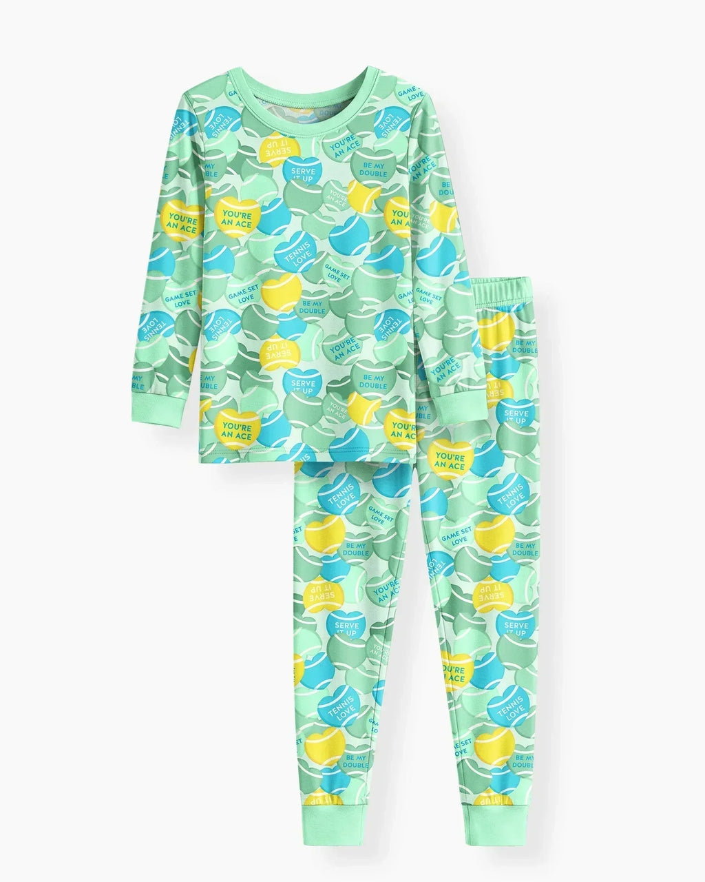 Tennis Candy Family Matching Bamboo Two Piece Long Sleeve Pajama Set
