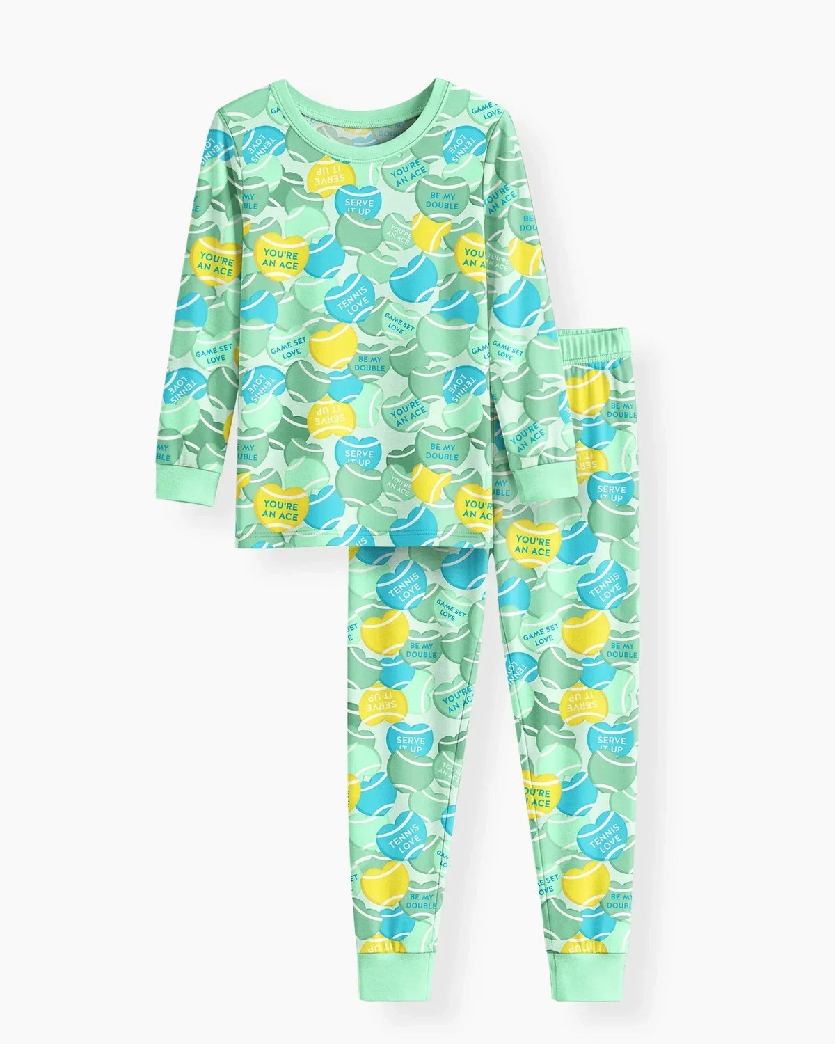 Tennis Candy Family Matching Bamboo Two Piece Long Sleeve Pajama Set