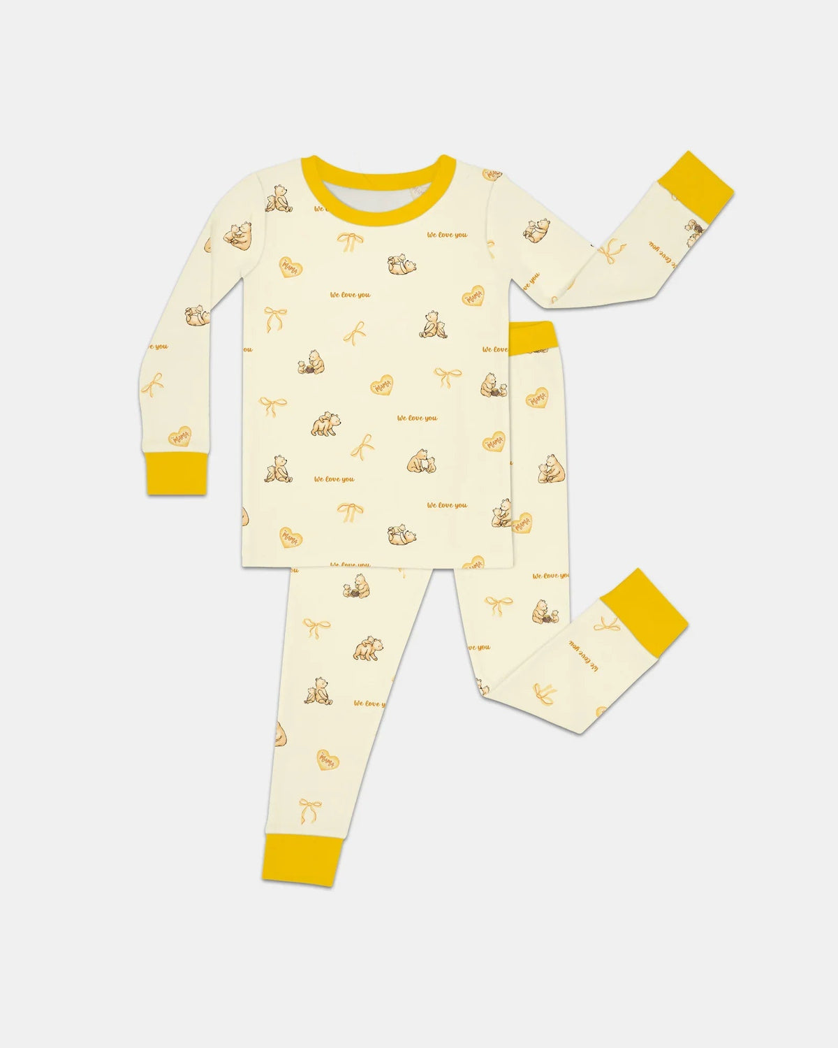 Sweat Yellow Mama Bear Two Piece Long Sleeve Pajama Set