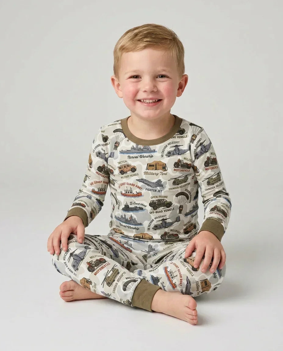 Little Hero Military Family Matching Bamboo Two Piece Long Sleeve Pajama Set