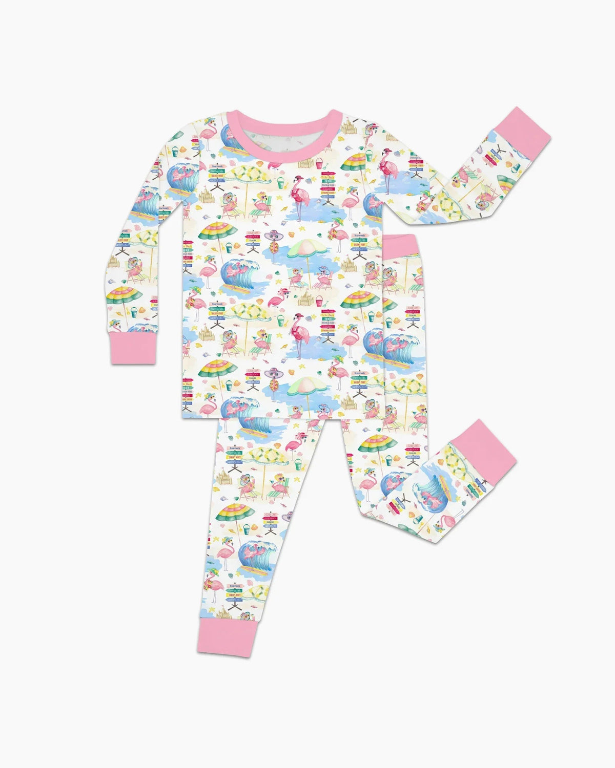 Flamingo Beach Family Matching Bamboo Two Piece Long Sleeve Pajama Set