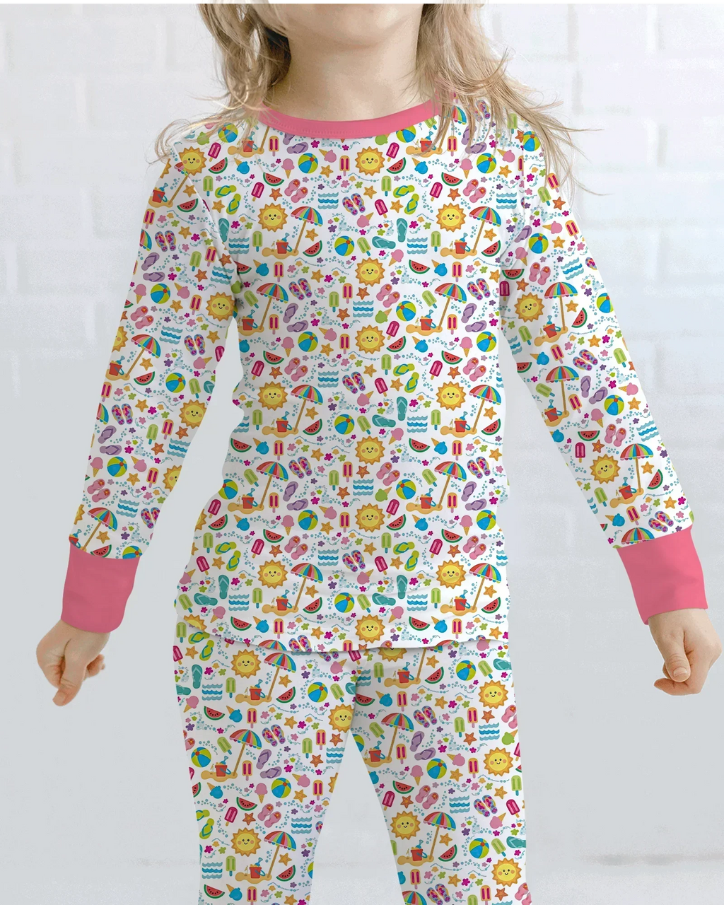 Sunshine Splash Party Bamboo Two Piece Long Sleeve Pajama Set