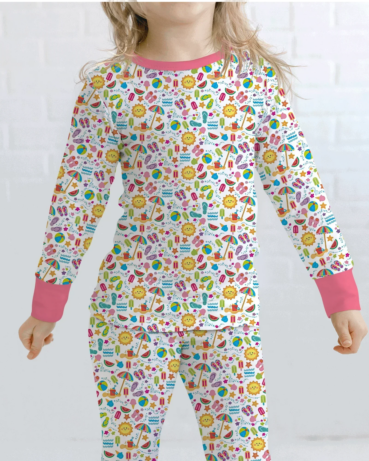 Sunshine Splash Party Bamboo Two Piece Long Sleeve Pajama Set